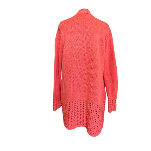 Chico’s Women’s Coral Open Knit Cardigan – Size 2 (XL) CoastalGrandma Boho - Picture 3 of 8
